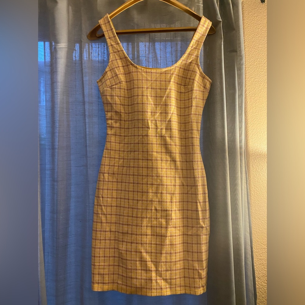 NWT Yellow Plaid Bodycon Dress Modcloth Small